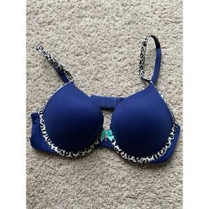 Victoria's Secret Bra 32D Navy Push Up Body By Victoria Perfect Shape Subtle